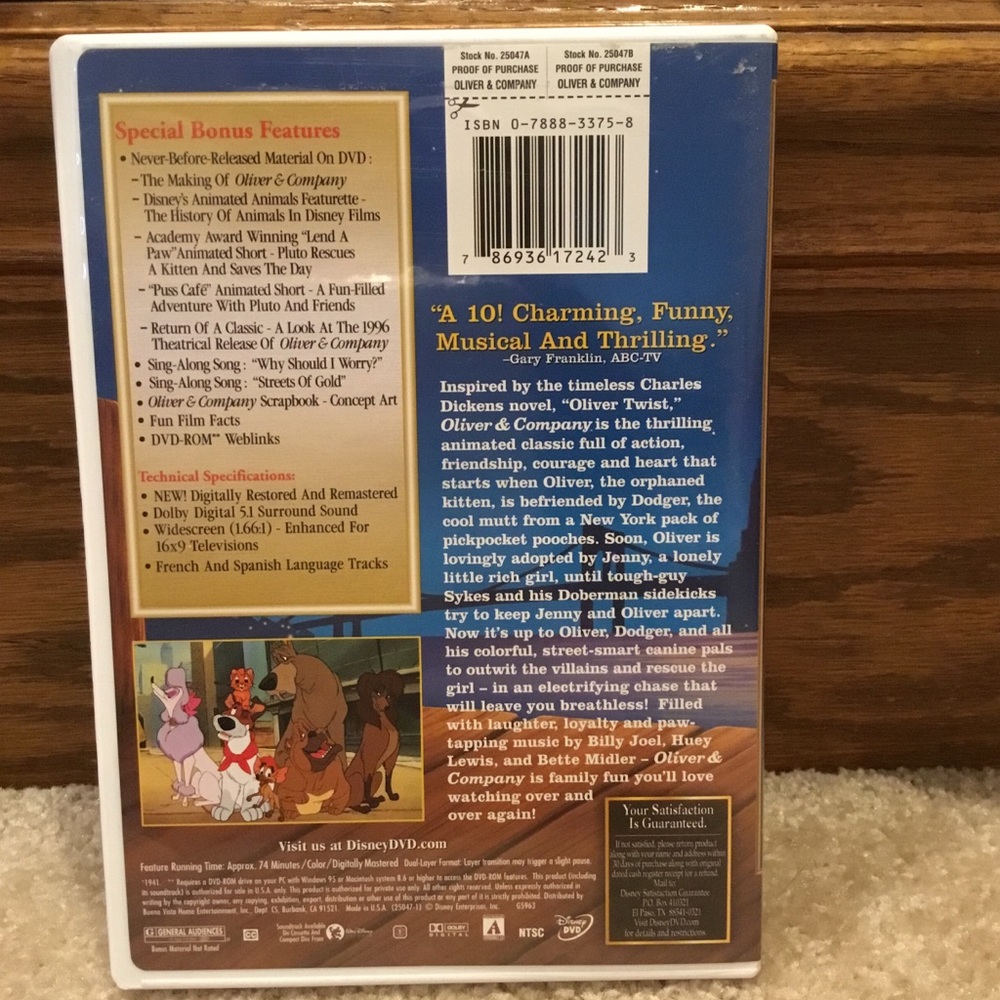 Walt Disney’s Oliver & Company Special Edition DVD - Picture 2 of 3